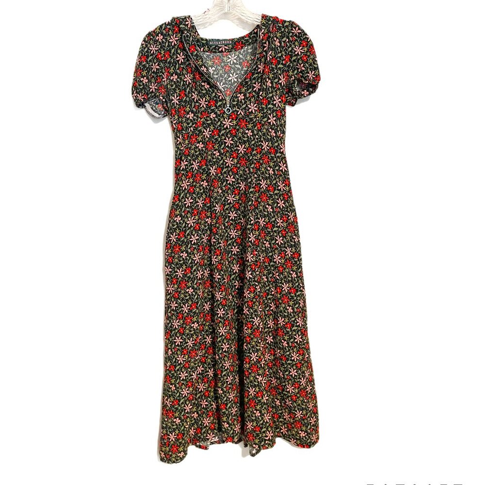 Hooded Zip-Up Floral A-Line Midi Dress By Alexachung